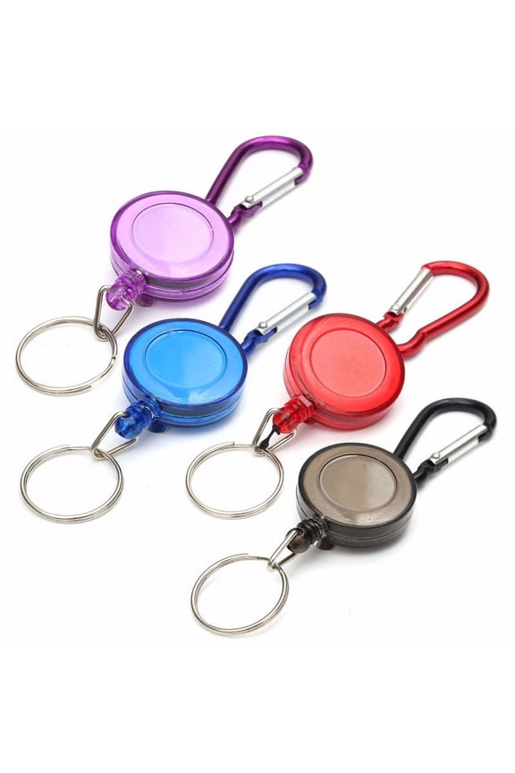 Retractable Key Chain Badge Holder ID Carabiner with Key Ring Gourd Buckle Plastic Shell