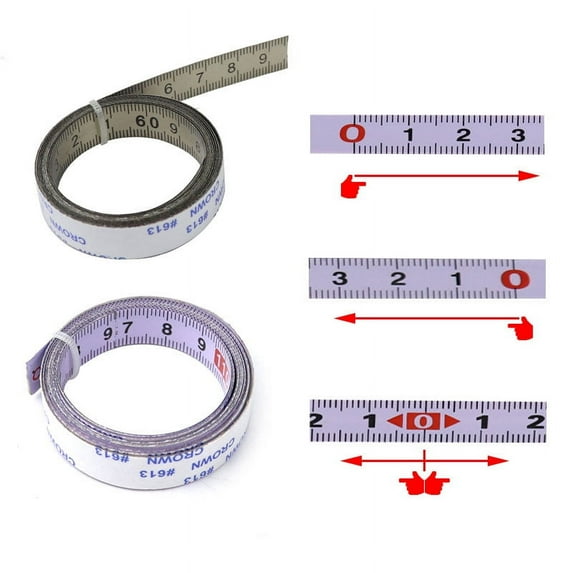 SagaSave Self Adhesive Tape Measuring Track Tape Rolls Precision Steel Rule Left-Right-Middle Reading Silver/White