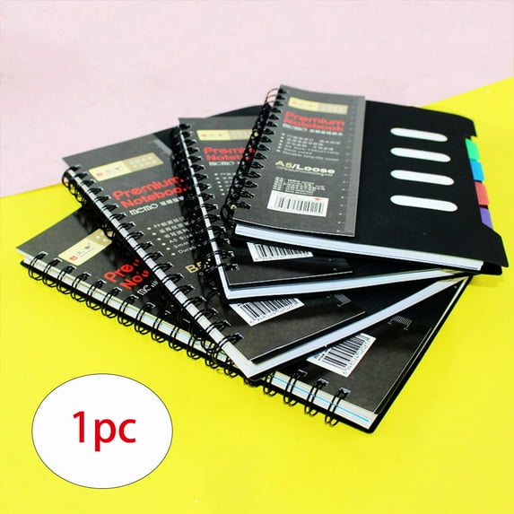 SagaSave Spiral Note Book Writing Paper Eye Protection 4-Color Classification Black 25.5 x 18 cm