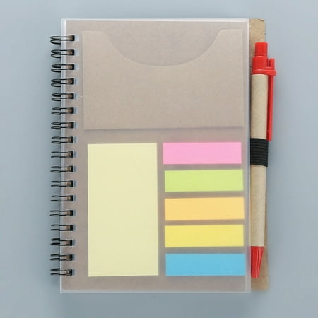 SagaSave Spiral Notebook with Pen and Sticky Notes Page Marker Colored Index Tabs Business Notebook