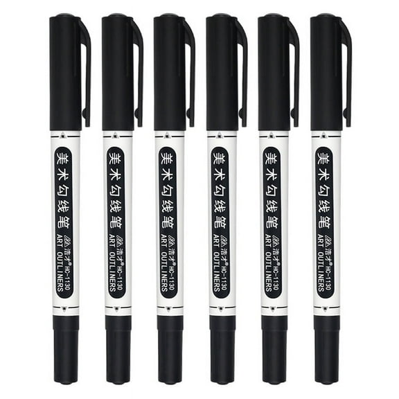 SagaSave Twin Tip Marker Pen Graphic Sketch Art Pens Writing Smoothly Black Refill Plastic