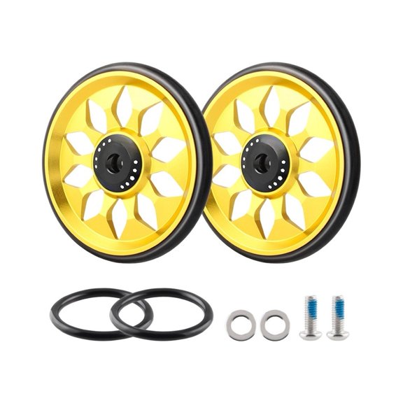 Sagargo Cnc Aluminum 64mm Folding Bicycle Eeasy Wheels with for M6 Screws for Brompton1 Pair Gold Pair