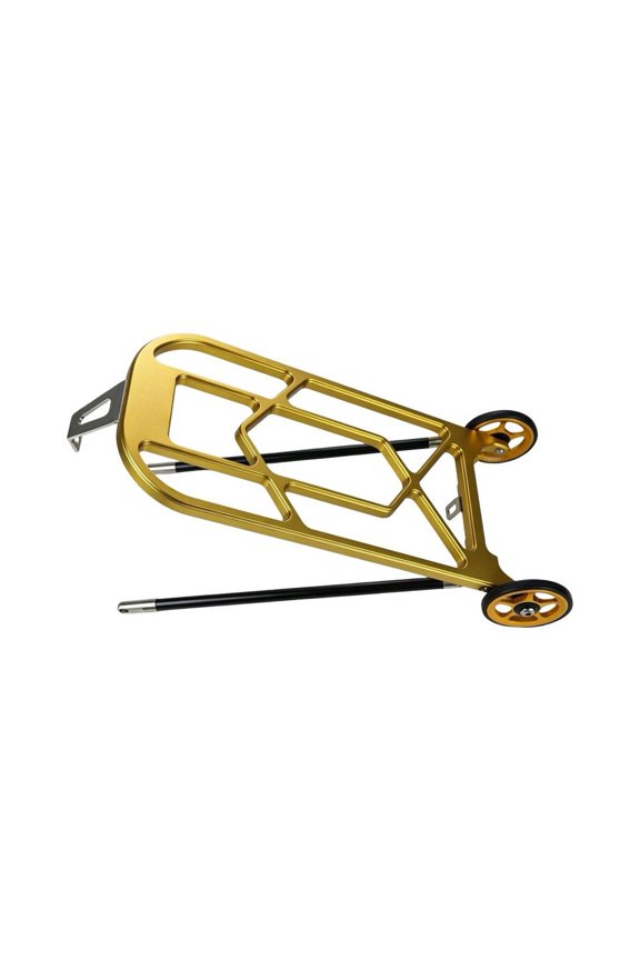 for Brompton Folding Bike Aluminum Rear Luggage Rack,25Kg Load-Bearing Capacity Gold + Casters