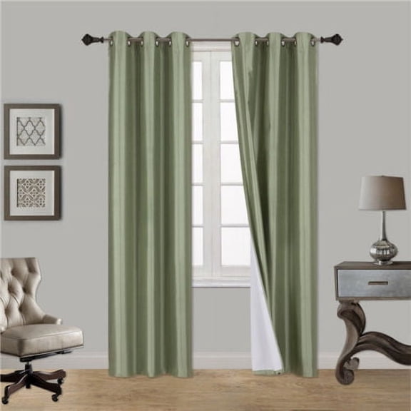 Sage 1-Piece Adam Solid Blackout Grommet-Top Window Curtain Panel 37" W X 108" L