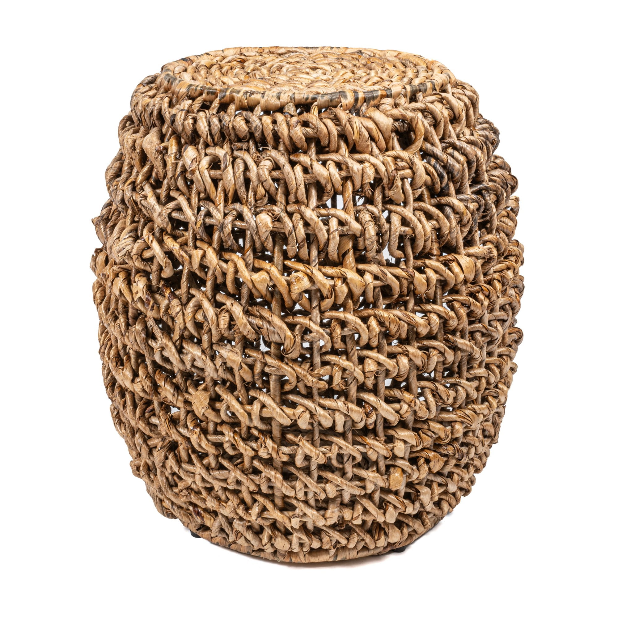 Sage 21" Brown Abaca and Iron Handwoven Stool