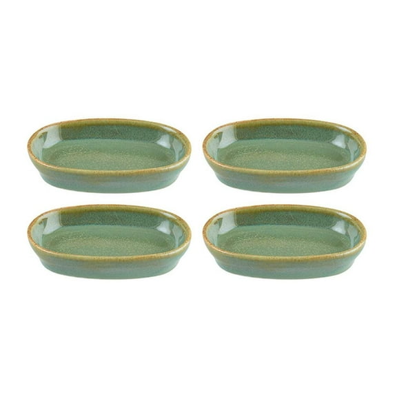 Sage 4" x 2.5" x h:0.75" Oval Green Porcelain Platter (Set of 4)