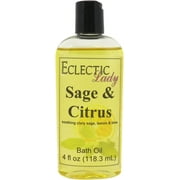 Sage And Citrus Bath Oil - Scented Body Oil - Relaxing & Moisturizing Bathing Oil - Fragrance Body Oil For Dry & Rough Sensitive Skin - 4 oz