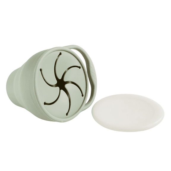 Sage Babeehive Goods Snack Cup | On-The-Go Cup, and Flexible | High-Quality Food-Grade Materials, BPA-Free | Spill-Resistant Lid | Easily Disassembled, Dishwasher-Safe and Convenient