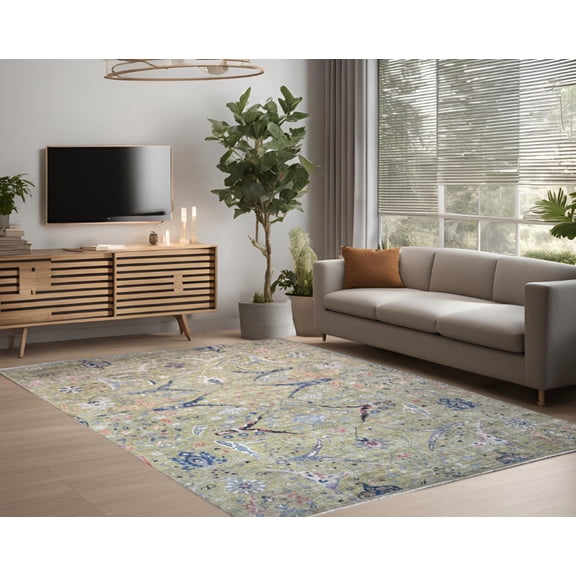 Sage Blue Premium Handwoven Pure Wool Bijar Rug, 9ft 10in x 13ft 7in