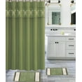 thumbnail image 1 of Sage Butterfly Jacquard Shower Curtain Set, Non-Skid, 1 of 3