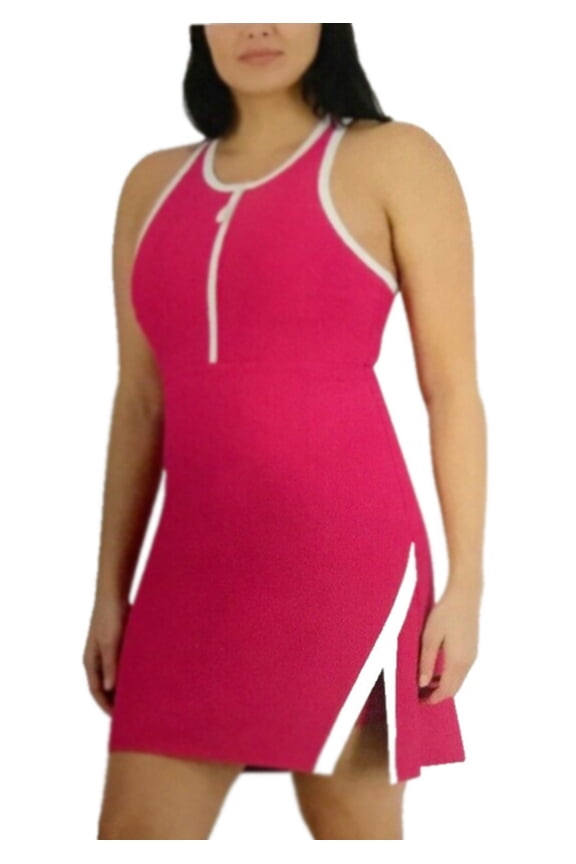 Collective Women's Racerback Active Dress with Built In Shorts (Pink, M)