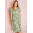 thumbnail image 1 of Sage Ditsy Floral Square Neck Ruffle Hem Midi Dress, 1 of 7