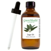 Sage Essential Oil - 4 fl oz 118 ml Glass Bottle w/ Cap and Glass Dropper - 100% Pure Essential Oil by GreenHealth