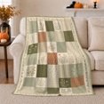 thumbnail image 1 of Sage Floral Blocks with Cream Garden Panels, Peaceful Cottagecore Style for Flower Lovers, Soft Botanical Grid and Mother's Day Gift, Cozy Flannel Blanket for Sunroom and Bedroom, Home Decor, 1 of 9