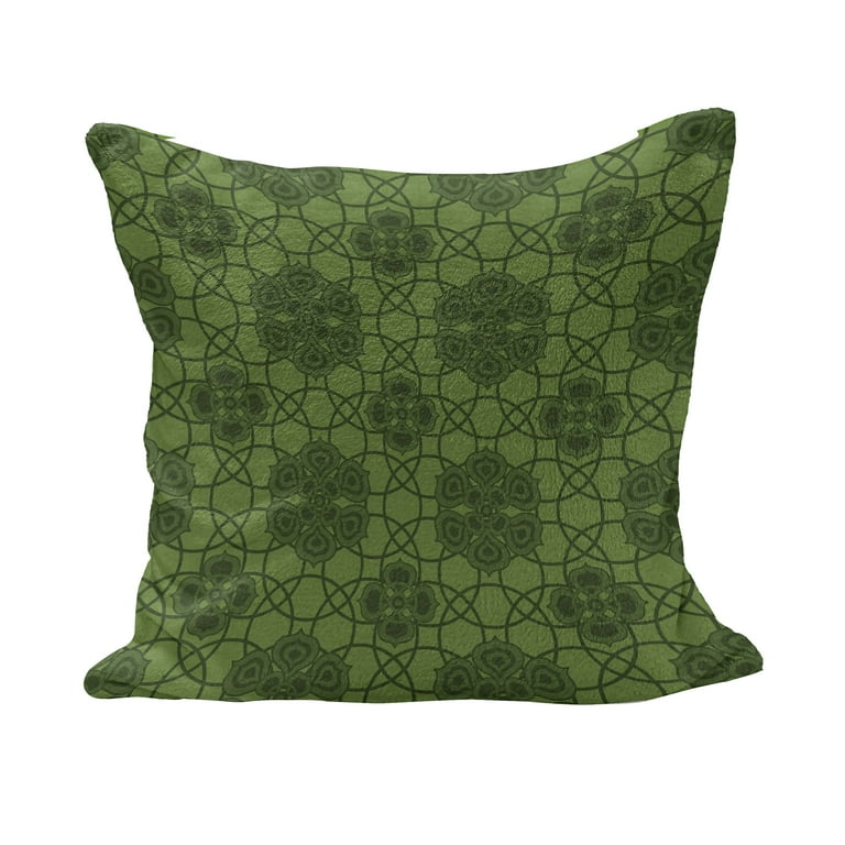 Sage Fluffy Throw Pillow Cushion Cover Old Fashioned Pattern with