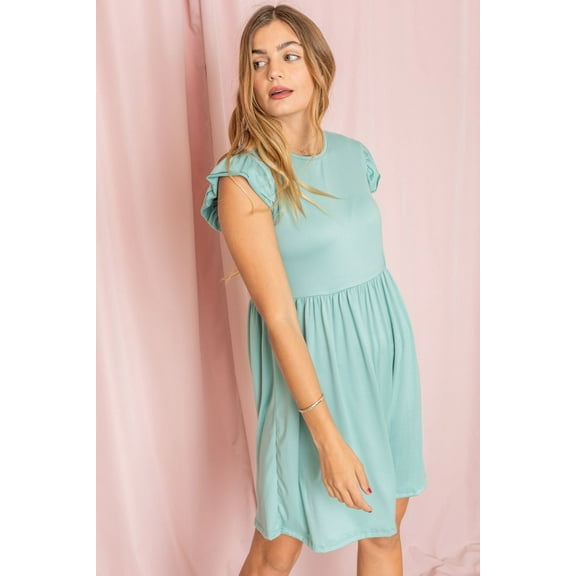 Sage Flutter Sleeve Midi Dress
