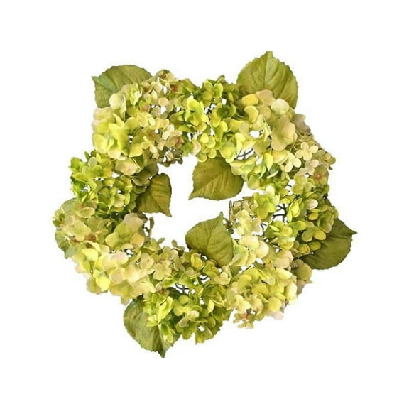 Sage French Hydrangea 24in Artificial Polysilk Faux Fake Flower Grapevine Wreath for Craft Garden Outdoor Bouquet Arrangement Ceremony Wedding Arch Floral Wall Aisle Decor (Two-tone Green, One each)