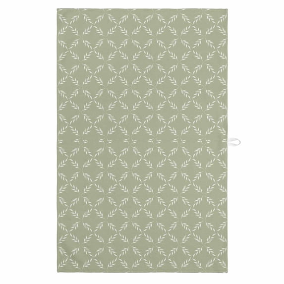 Sage Green 1 Pack Kitchen Towel, Water Absorbent Dish Towel, Geometric Flower Leaf Diamond Plaid Retro Decorative Hand Towels - Quick Drying Cloth for Cooking Baking, 18x28 Inch