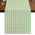 thumbnail image 1 of Sage Green 120 Inch Table Runner, Grid Checkered Plaid Gingham Lattice Trellis Farmhouse Dresser Scarf Cotton & Linen Tablerunner for Dining/Kitchen Island/Holiday Party Décor 13" x 120", 1 of 9