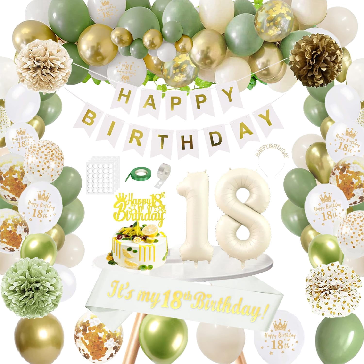 Happy 18th Birthday Decorations For Boys Girls, Blue Happy Birthday Banner, Silver...