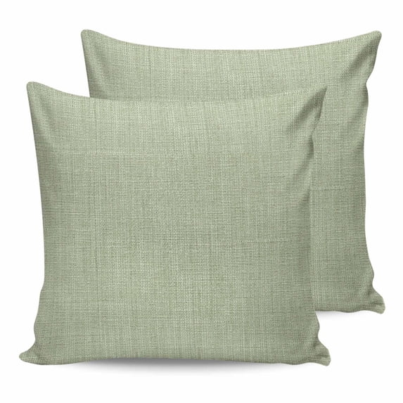 Sage Green 18x18 Pillow Covers Set of 2, Farmhouse Burlap Solid Green Modern Linen Texture Throw Pillow Covers Decorative Couch Cushion Case, Microfiber Square Pillowcases for Bedroom Living Room