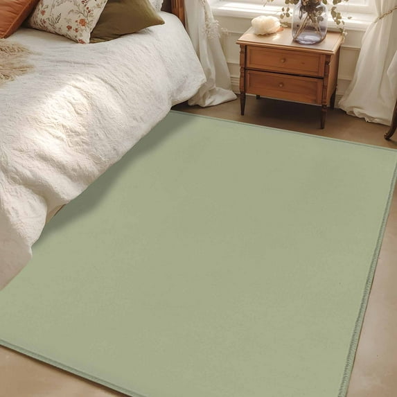 Sage Green 3x5 Area Rugs, Farmhouse Solid Green Color Modern Art Non-Skid Rubber Backing Large Rectangle Rugs - Living Room Bedroom Home Office, Indoor Floor Mat Carpets Washable Rug