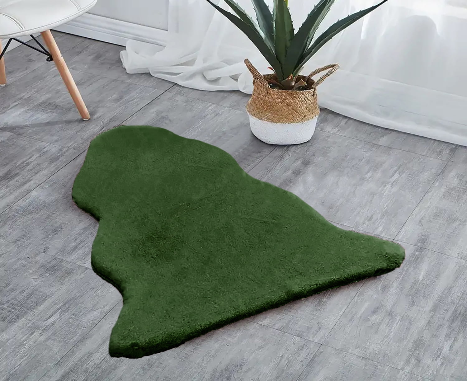 Sage Green 3x5 Feet Faux Rabbit Fur Fuzzy Soft Fluffy Plush Cozy Shaggy