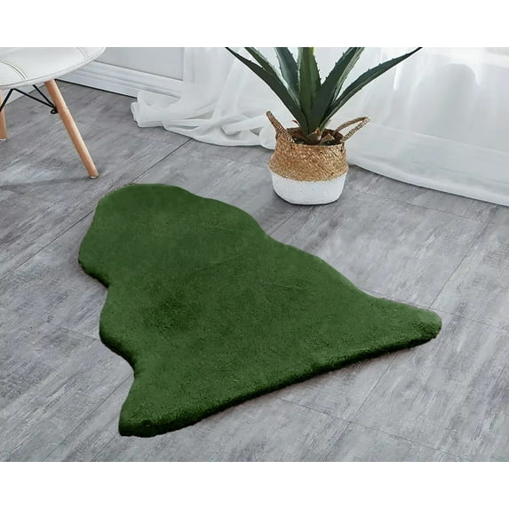 Sage Green 5x8 Feet Faux Rabbit Fur Fuzzy Soft Fluffy Plush Cozy Shaggy Area Rug
