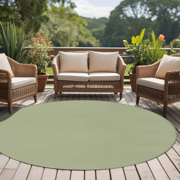 Sage Green 6ft Round Rug for Living Room Under Coffee Table, Solid Color Low Pile Washable Non Slip Circle Area Rug
