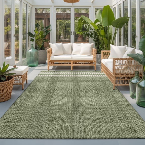 Sage Green 9'x12' Large Area Rugs Oatmeal Beige Green Woven Fabric Texture Rustic Farmhouse Washable Area Rugs Non-Slip Indoor Floor Mats Large Carpet for Living Room Bedroom Dining Room
