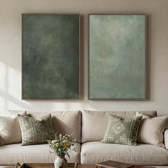 Sage Green Abstract 24" W x 36" H x 2Pcs Canvas Art Prints Wall Decor