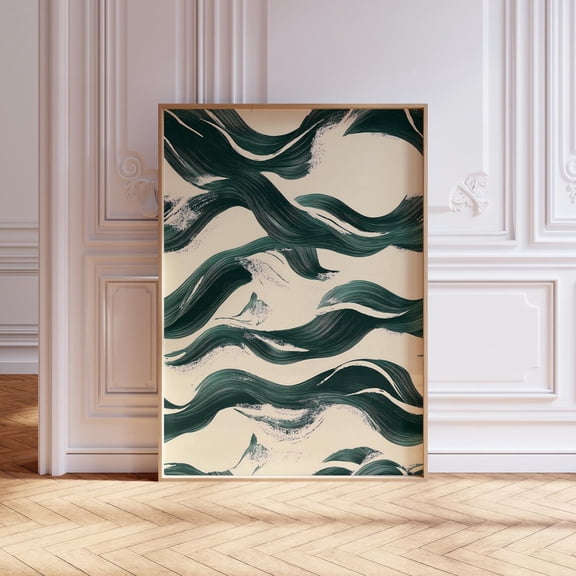 Sage Green Abstract Flow Minimal Wall Art, Unframed Canvas Size 8x12