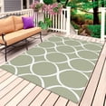 thumbnail image 1 of Sage Green Abstract Outdoor Rug for Patio/Deck/Porch, Non-Slip Large Area Rug 5 x 7 Ft, Modern White Geometric Twisted Art Indoor Outdoor Rugs Washable Area Rugs, Reversible Camping Rug Carpet Runner, 1 of 8