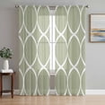 thumbnail image 1 of Sage Green Abstract Semi Sheer Curtains 63 Inch Length 2 Panels Set, Modern White Geometric Twisted Art Sheer Kitchen Curtain Privacy Voile Window Curtain for Living Room Bedroom Rod Pocket Drapes, 1 of 7
