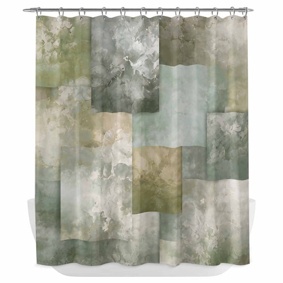 Sage Green Abstract Shower Curtain - Water Repellent Fabric Shower Curtains Washable, Geometric Ombre Modern Retro Art Decorative Polyester Cloth Bathroom Curtains Modern Bath Decor 72"x84"