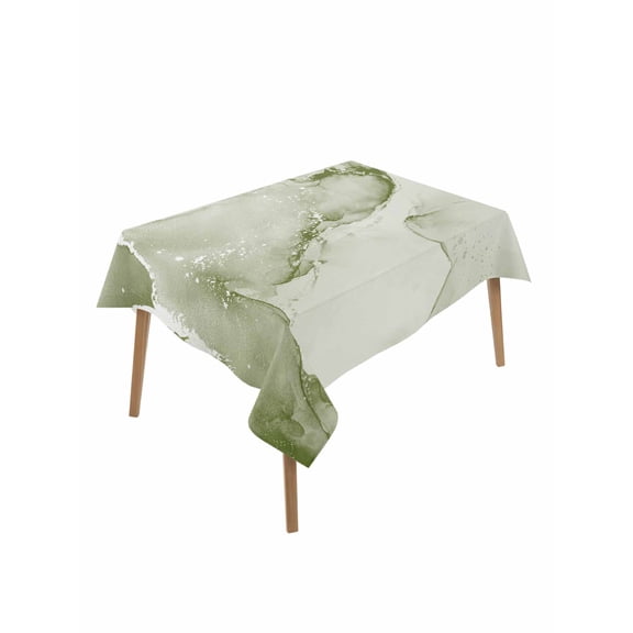Sage Green Abstract Table Cloth 60x84 Inch Rectangle, Silver Marble Ripples Clouds Luxury Waterproof Tablecloth Washable Table Cover for Party Picnic Dinner Decor