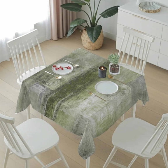 Sage Green Abstract Textured Art Table Cloth 54x54in, Waterproof Square Tablecloth Wipeable Tablecloths Retro Background Table Covers for Dining Tables Party Indoor Outdoor