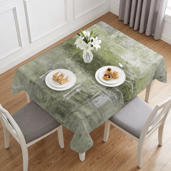 Sage Green Abstract Textured Art Table Cloth 60x84in, Waterproof Rectangle Tablecloth Wipeable Tablecloths Retro Background Table Covers for Dining Tables Party Indoor Outdoor