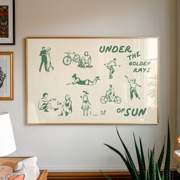 Sage Green Aesthetic Typography Hand Drawn Sketch, Stretched Canvas 8x10in