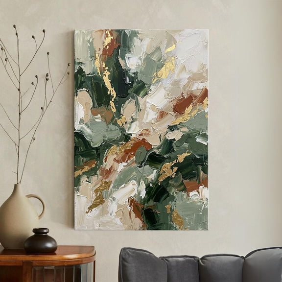 Sage Green And Gold Abstract Modern Earthy Texture Boho Rust And Olive Decor Bedroom Above Bed Wall Art Print