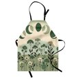 thumbnail image 1 of Sage Green Apron, Mid Century Modern Boho Style Simple Moon Phase with Leafy Scenario, Unisex Kitchen Bib with Adjustable Neck for Cooking Gardening, Adult Size, Teal Eggshell Dark Grey, by Ambesonne, 1 of 3