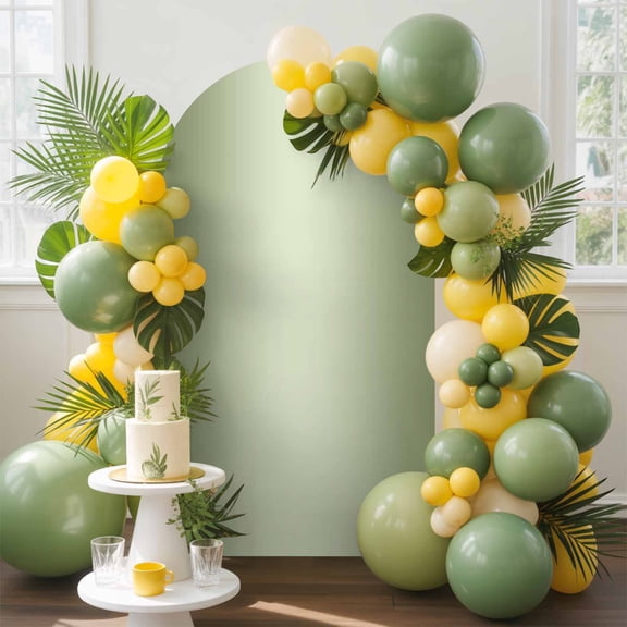 Sage Green Arch Backdrop Cover, 6.6FT, Ombre Solid Color Gradient Modern Art Spandex Arch Covers Double-Sided Backdrop for Wedding Birthday Party Photo Background Decoration