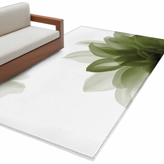 Sage Green Area Rug 3x5 FT, Non Slip Entryway Bedside Carpet, Boho Modern Floral Abstract Ombre Leaf White Washable Soft Floor Carpet Indoor Mat Non-Shedding Throw Rug for Dorm Kitchen Home Office