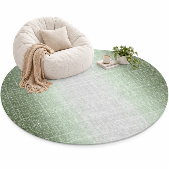 Sage Green Area Rug 6', Summer Green Teal Ombre Linen Texture Rustic ...