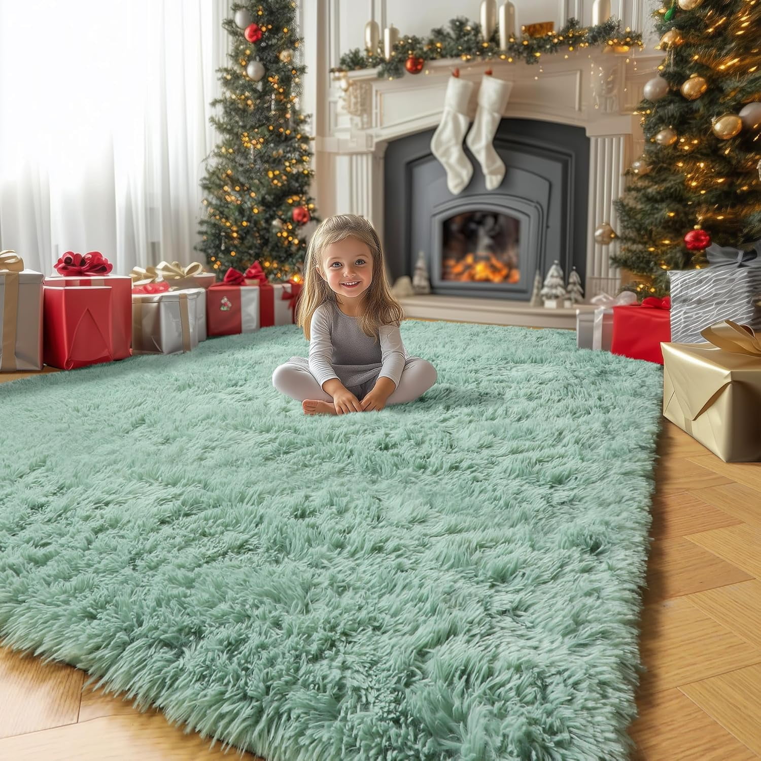 Sage Green Area Rug for Living Room,5x8 Rug,Fluffy Thick Rug for ...