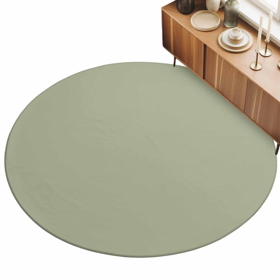 Sage Green Area Rug, Solid Color Non-Slip Felt Rubber Backing Round Indoor Carpet Washable Rugs for Living Room Bedroom 3ft