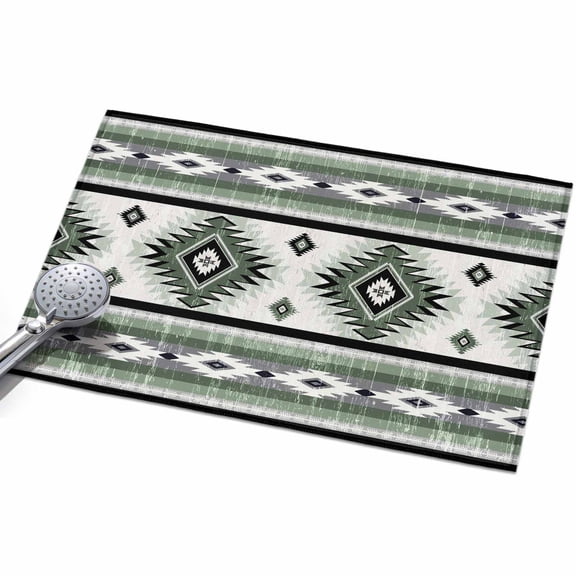 Sage Green Area Rug, Southwestern Native Aztec Ethnic Style Geometric Non-Slip Felt Rubber Backing Rectangle Indoor Carpet Washable Rugs for Living Room Bedroom 2x3ft