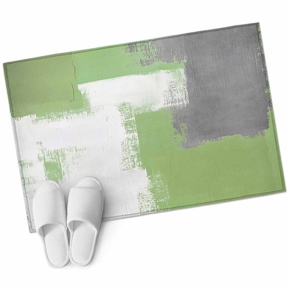Sage Green Area Rug 2x3ft Grey Graffiti Modern Geometric Oil Paint Abstract Non-Slip Washable Square Rugs Soft Felt Indoor Floor Mat for Bedroom Kitchen Living Room Bathroom