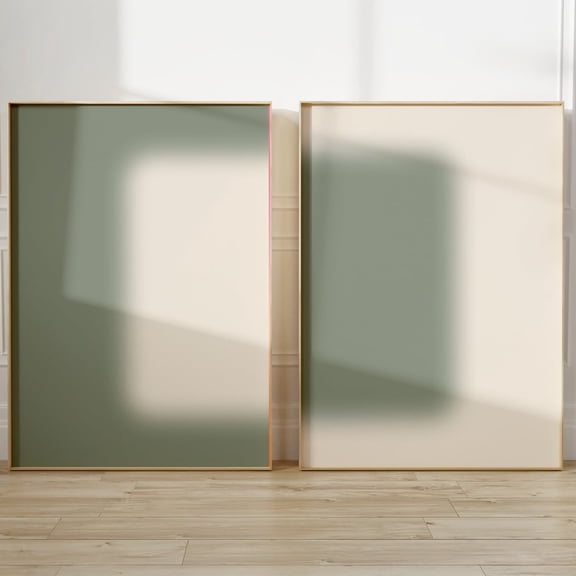 Sage Green Aura Prints Green Abstract Positive Gradient Spiritual Art Set 2 Stretched Canvas 8x12