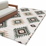 Sage Green Aztec 3'x5' Washable Rug, Southwest Boho Ethnic Chic Motifs ...